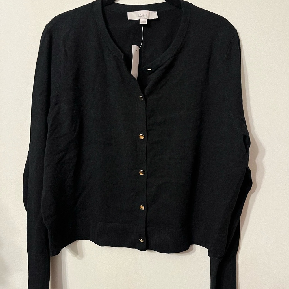 NWT LOFT black cardigan size XL